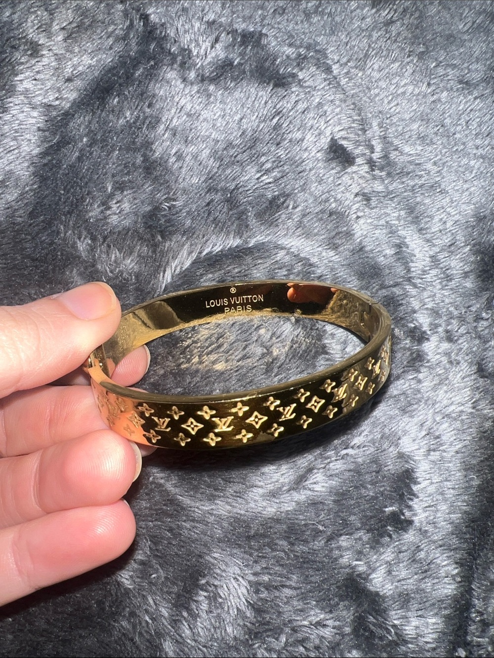 Louis Vuitton Gold Monogram Bangle Bracelet
